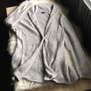 Eddie Bauer long gray one button sweater